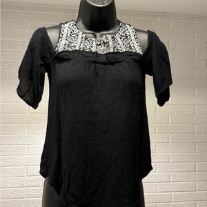 Xhilaration Black Embellished Bib Collar Blouse‎